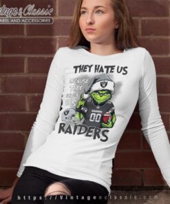 Grinch Las Vegas Raiders Christmas Shirt They Hate Us Because They Aint Us Long Sleeve Tee