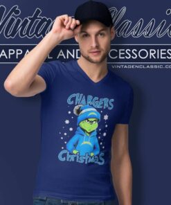 Grinch Los Angeles Chargers Christmas V Neck TShirt