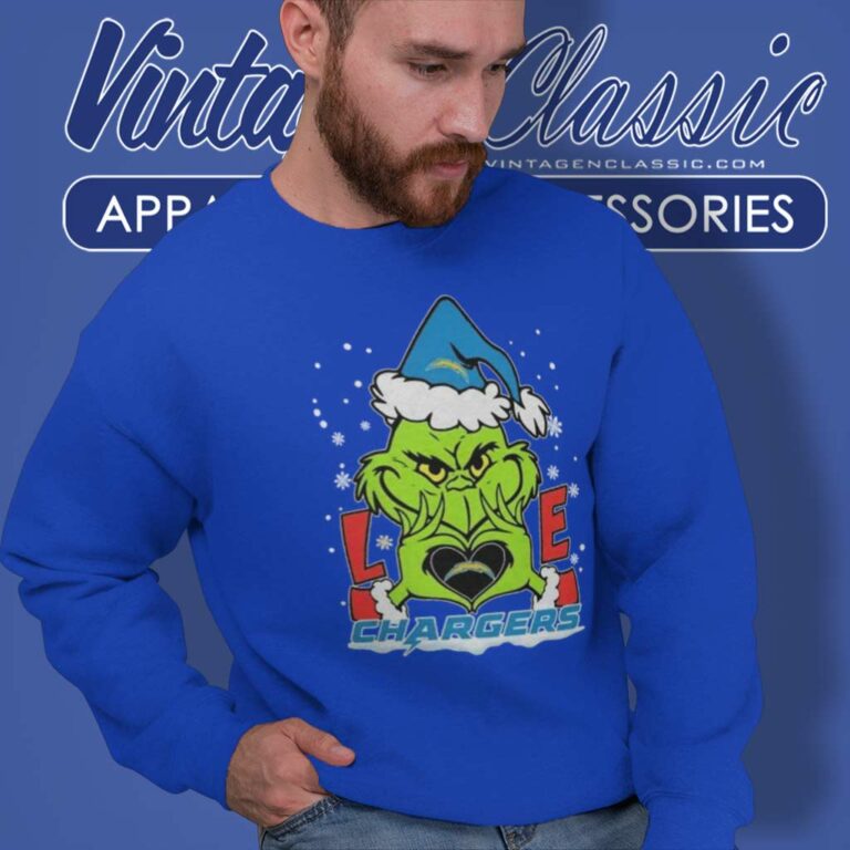 Grinch Love Heart Chargers Christmas Sweatshirt Grinch Love Heart Chargers Christmas Sweatshirt