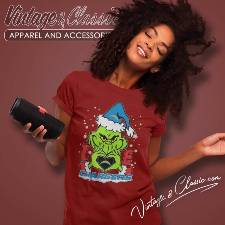 Grinch Love Heart Chargers Christmas Women TShirt Grinch Love Heart Chargers Christmas Women TShirt