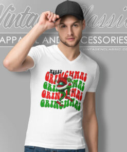 Grinch Merry Christmas Funny Shirt Grinchmas V Neck TShirt 1