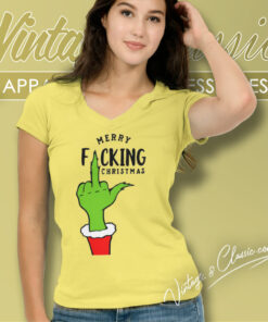 Grinch Merry Fucking Christmas Shirt 6 Grinch Merry Fucking Christmas V Neck TShirt