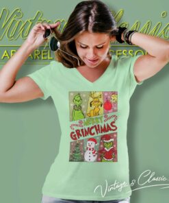 Grinch Merry Grinchmas Santa V Neck TShirt