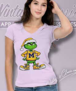 Grinch Michigan Wolverines NCAA Funny Shirt 5 Grinch Michigan Wolverines Ncaa Funny V Neck TShirt