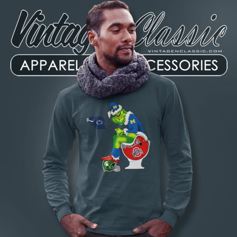 Grinch Michigan Wolverines Toilet Long Sleeve Tee Grinch Michigan Wolverines Toilet Long Sleeve Tee