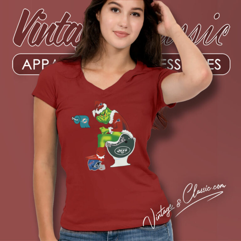 Grinch New England Patriot Toilet V Neck TShirt Grinch New England Patriot Toilet V Neck TShirt