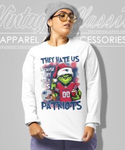 Grinch New England Patriots Christmas Shirt They Hate Us Because They Aint Us Long Sleeve Tee
