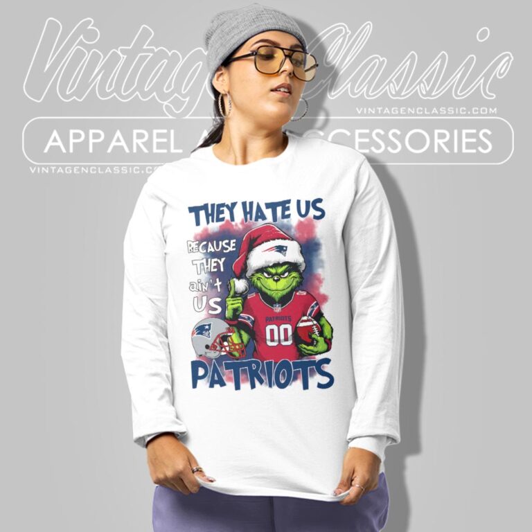Grinch New England Patriots Christmas Shirt They Hate Us Because They Aint Us Long Sleeve Tee Grinch New England Patriots Christmas Shirt They Hate Us Because They Aint Us Long Sleeve Tee