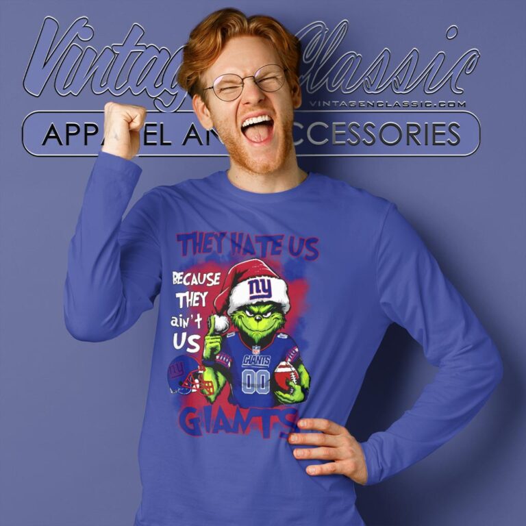 Grinch New York Giants Christmas Shirt They Hate Us Because They Aint Us Long Sleeve Tee Grinch New York Giants Christmas Shirt They Hate Us Because They Aint Us Long Sleeve Tee