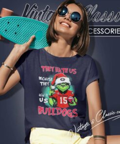 Grinch Santa Georgia Bulldogs Shirt They Hate Us Cause They Aint Us Women TShirt