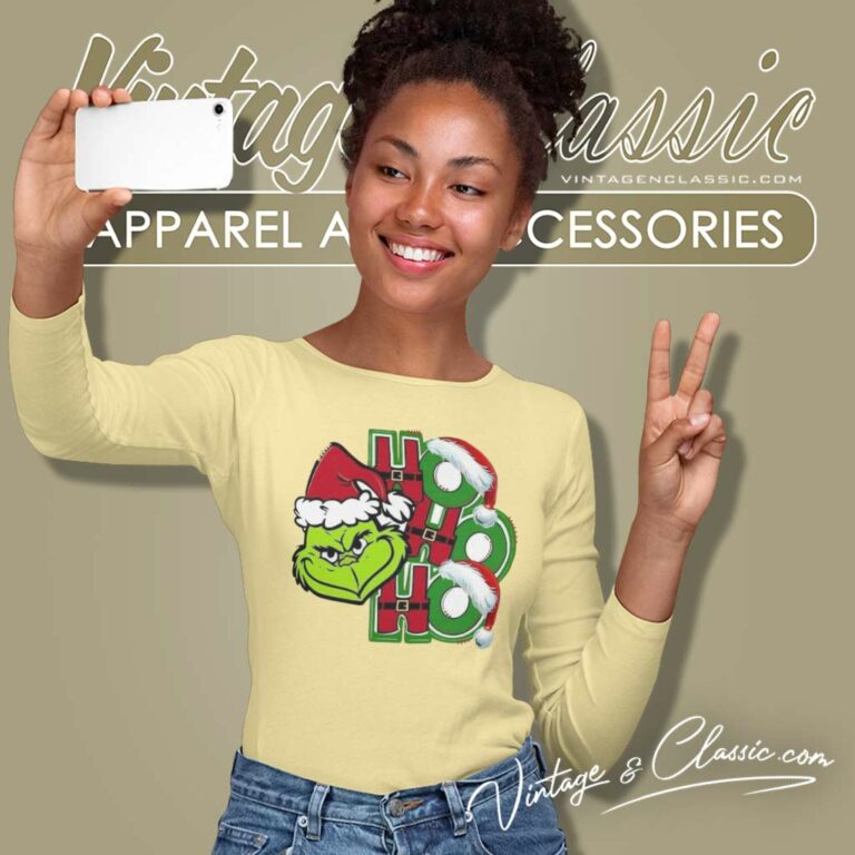 Grinch Santa Ho Ho Ho Christmas Long Sleeve Tee Grinch Santa Ho Ho Ho Christmas Long Sleeve Tee