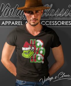Grinch Santa Ho Ho Ho Christmas V Neck TShirt