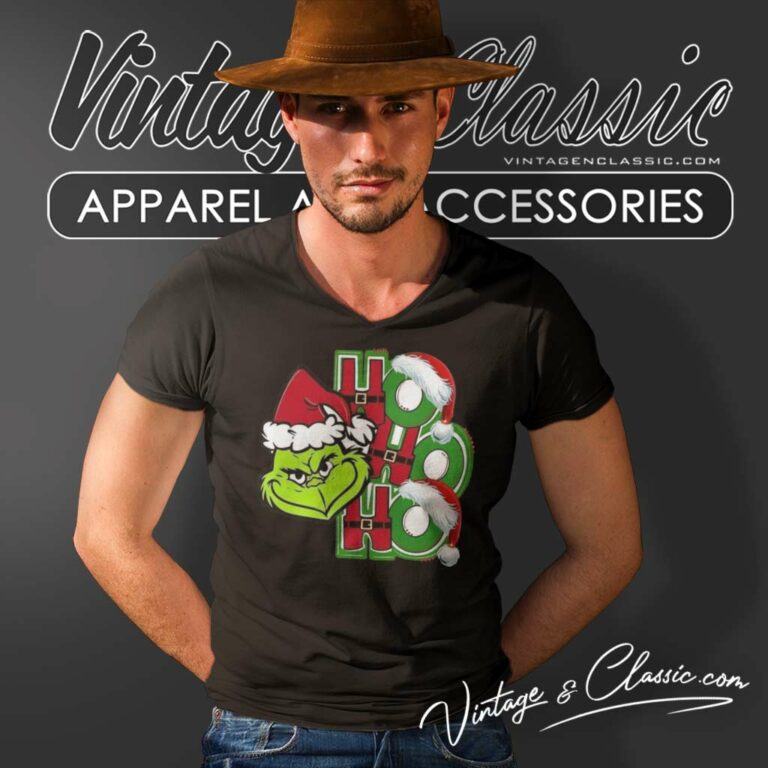 Grinch Santa Ho Ho Ho Christmas V Neck TShirt Grinch Santa Ho Ho Ho Christmas V Neck TShirt