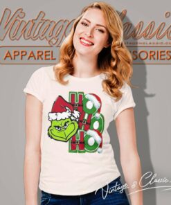 Grinch Santa Ho Ho Ho Christmas Women TShirt