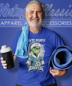 Grinch Santa Love My Eagles Boston Scott Shirt I Hate People V Neck TShirt
