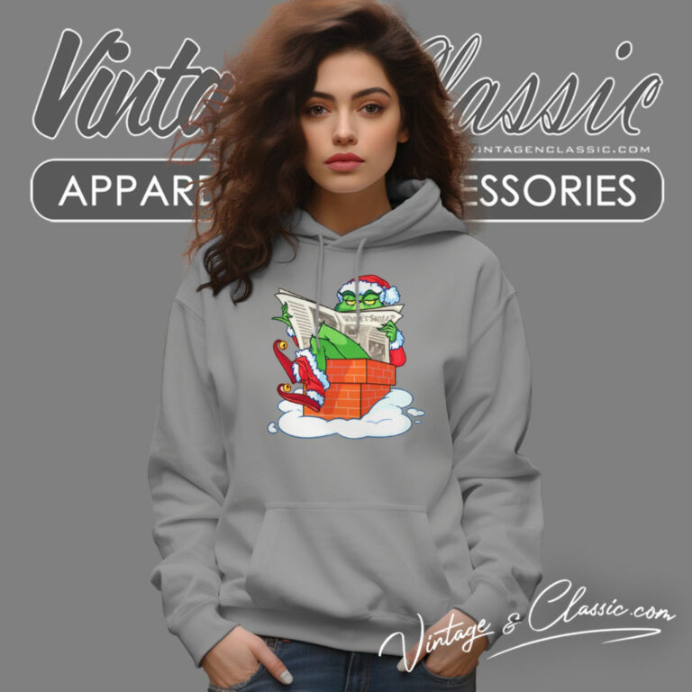 Grinch Santa Read The Newspaper Hoodie Grinch Santa Read The Newspaper Hoodie