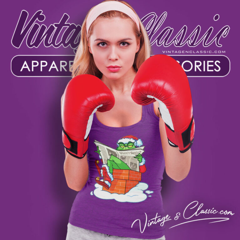 Grinch Santa Read The Newspaper Tank Top Racerback Grinch Santa Read The Newspaper Tank Top Racerback