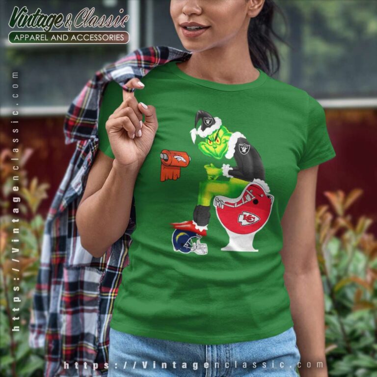 Grinch Santa Sitting Toilet Oakland Raiders Women TShirt Grinch Santa Sitting Toilet Oakland Raiders Women TShirt