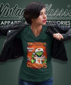 Grinch Santa They Hate Us Because They Aint Us Oklahoma State Cowboys V Neck TShirt