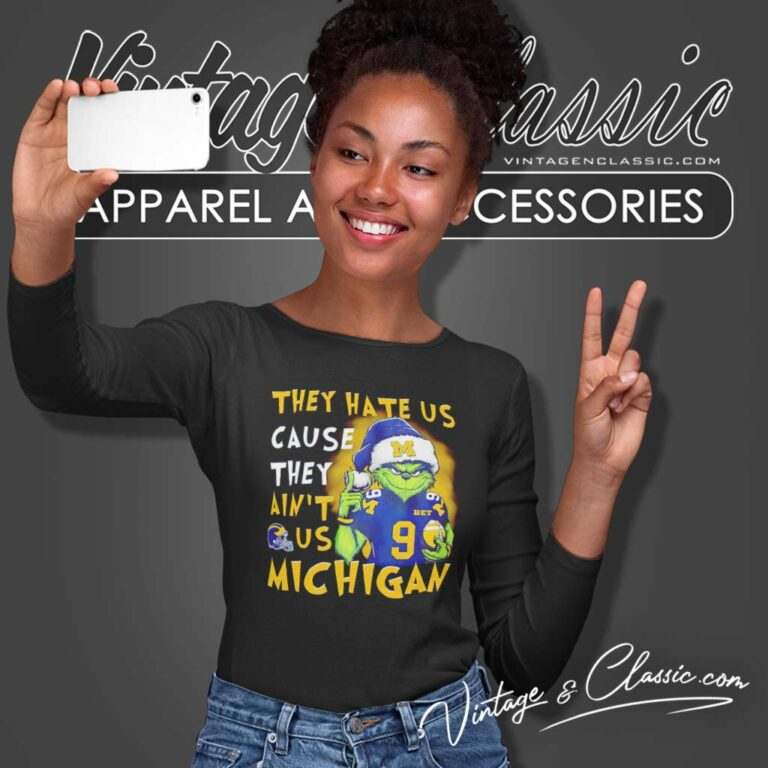 Grinch Santa They Hate Us Cause They Aint Us Michigan Wolverines Long Sleeve Tee Grinch Santa They Hate Us Cause They Aint Us Michigan Wolverines Long Sleeve Tee