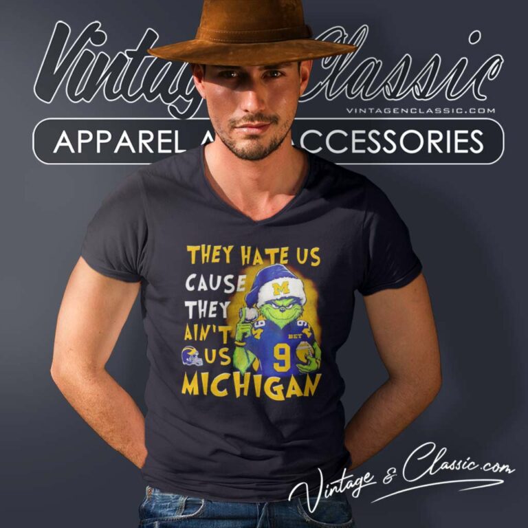 Grinch Santa They Hate Us Cause They Aint Us Michigan Wolverines V Neck TShirt Grinch Santa They Hate Us Cause They Aint Us Michigan Wolverines V Neck TShirt