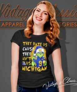Grinch Santa They Hate Us Cause They Aint Us Michigan Wolverines Women TShirt