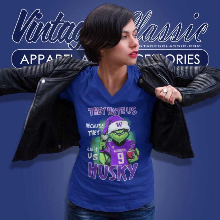 Grinch Santa Washington Huskies Shirt They Hate Us Cause They Aint Us V Neck TShirt Grinch Santa Washington Huskies Shirt They Hate Us Cause They Aint Us V Neck TShirt