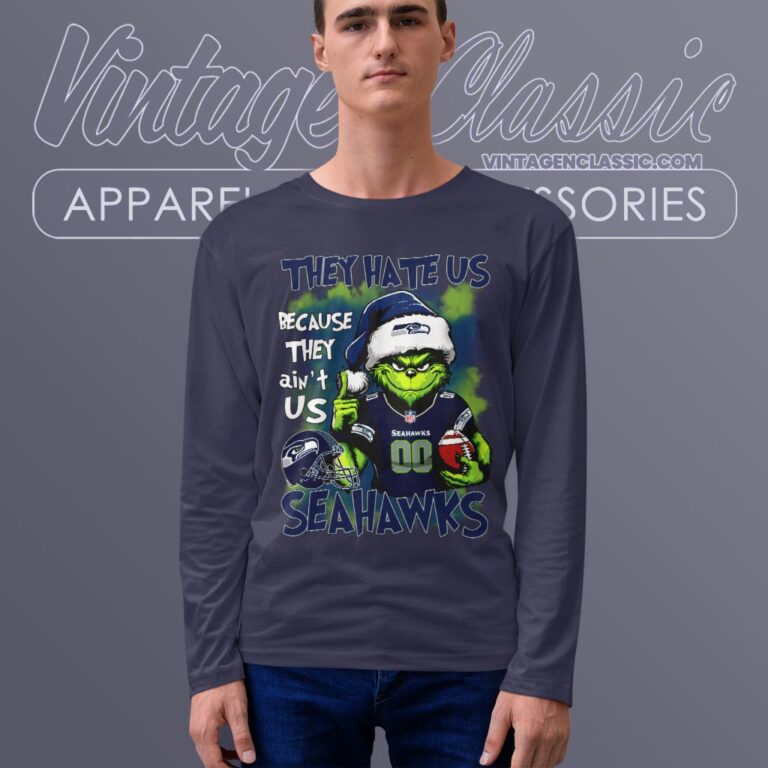 Grinch Seattle Seahawks Christmas Shirt They Hate Us Because They Aint Us Long Sleeve Tee Grinch Seattle Seahawks Christmas Shirt They Hate Us Because They Aint Us Long Sleeve Tee