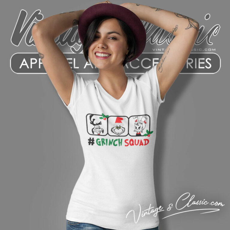 Grinch Squad Friends Christmas V Neck TShirt Grinch Squad Friends Christmas V Neck TShirt