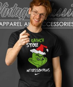 Grinch Stole My Lesson Plans Christmas Nike Logo T Shirt
