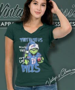 Grinch They Hate Us Because They Aint Us Buffalo Bills Christmas V Neck TShirt