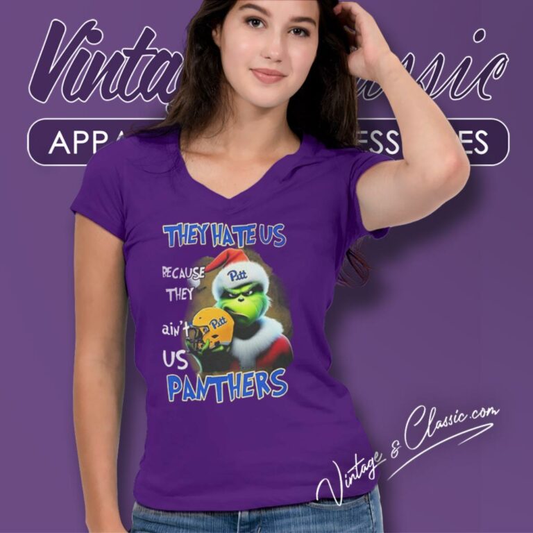 Grinch They Hate Us Because They Aint Us Carolina Panthers Christmas V Neck TShirt Grinch They Hate Us Because They Aint Us Carolina Panthers Christmas V Neck TShirt