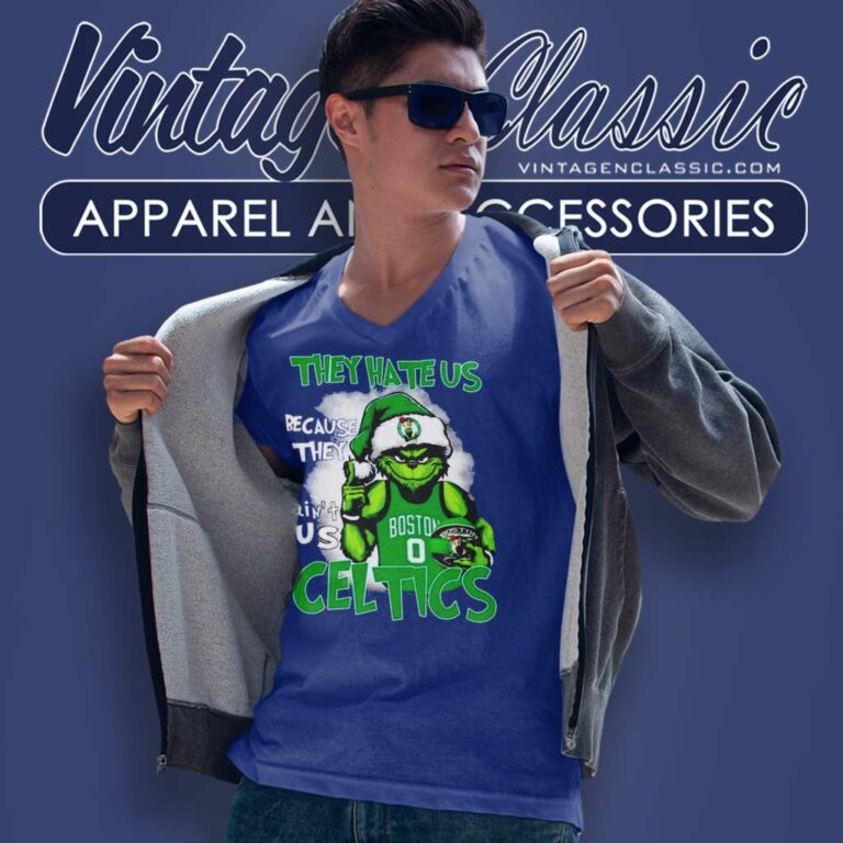 Grinch They Hate Us Because They Aint Us Celtics V Neck TShirt Grinch They Hate Us Because They Aint Us Celtics V Neck TShirt