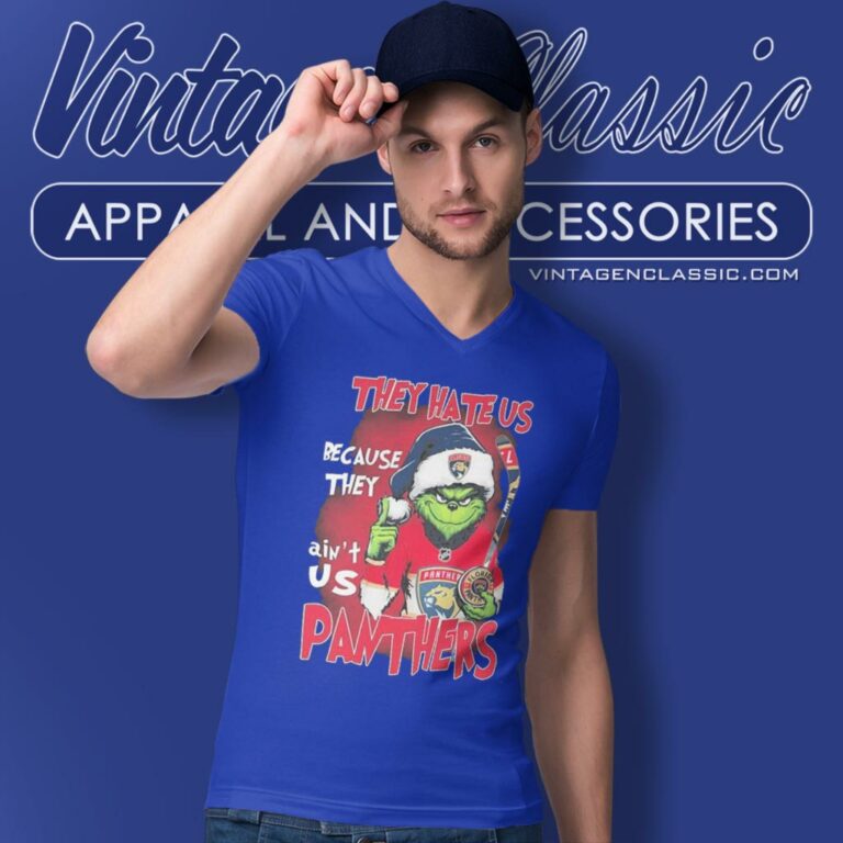 Grinch They Hate Us Because They Aint Us Florida Panthers Christmas V Neck TShirt Grinch They Hate Us Because They Aint Us Florida Panthers Christmas V Neck TShirt