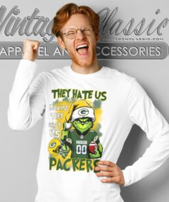 Grinch They Hate Us Because They Aint Us Green Bay Packers Long Sleeve Tee