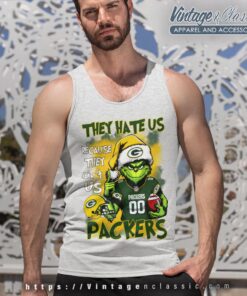 Grinch They Hate Us Because They Aint Us Green Bay Packers Tank Top Racerback
