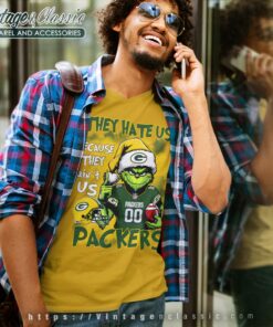 Grinch They Hate Us Because They Aint Us Green Bay Packers V Neck TShirt