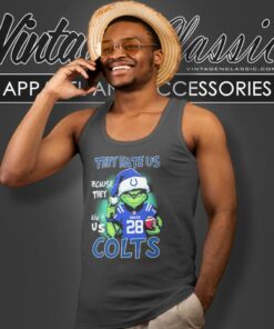 Grinch They Hate Us Because They Aint Us Indianapolis Colts Custom Number Christmas Tank Top Racerback