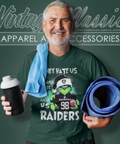 Grinch They Hate Us Because They Aint Us Las Vegas Raiders Christmas V Neck TShirt