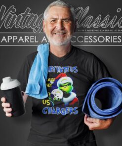 Grinch They Hate Us Because They Aint Us Los Angeles Chargers Christmas V Neck TShirt