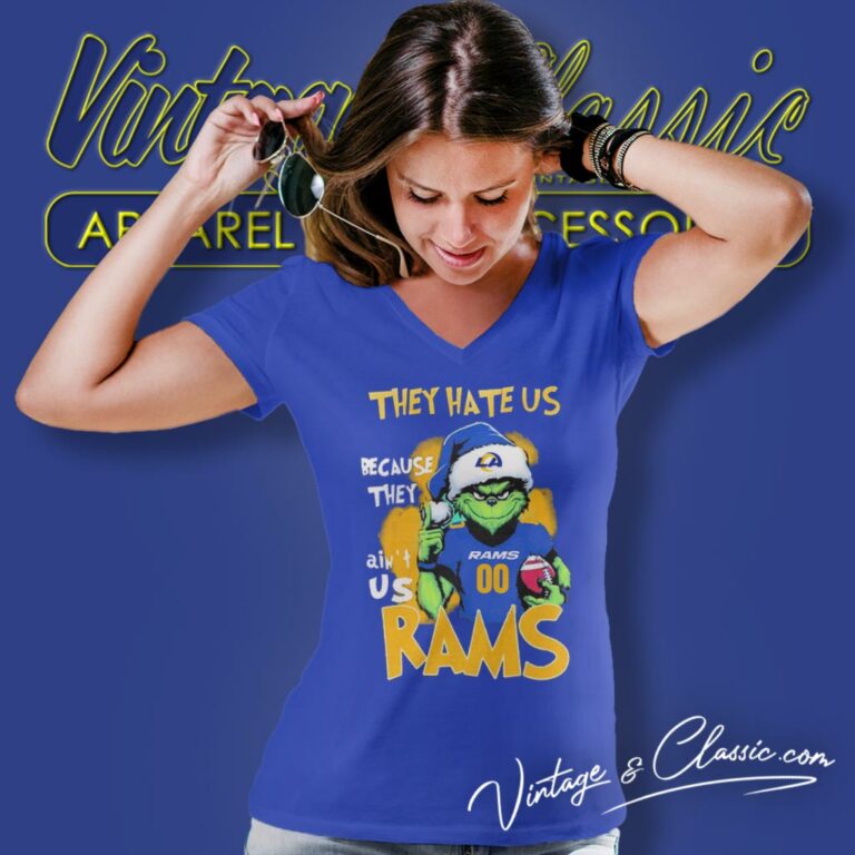 Grinch They Hate Us Because They Aint Us Los Angeles Rams Christmas V Neck TShirt Grinch They Hate Us Because They Aint Us Los Angeles Rams Christmas V Neck TShirt