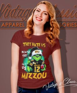 Grinch They Hate Us Because They Aint Us Missouri Tigers Football Christmas Women T Shirt
