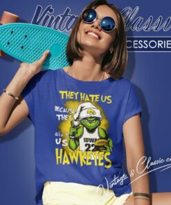 Grinch They Hate Us Because They Aint Us Ncaa Iowa Hawkeyes Christmas Women T Shirt