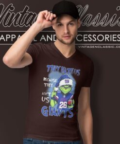Grinch They Hate Us Because They Aint Us New York Giants Christmas V Neck TShirt