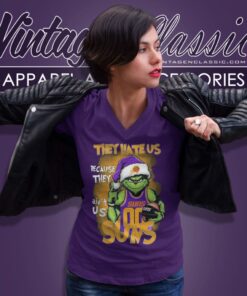 Grinch They Hate Us Because They Aint Us Phoenix Suns Christmas V Neck TShirt
