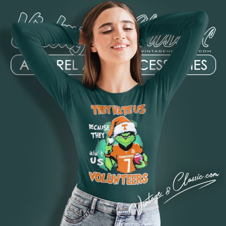Grinch They Hate Us Because They Aint Us Tennessee Volunteers Christmas Long Sleeve Tee Grinch They Hate Us Because They Aint Us Tennessee Volunteers Christmas Long Sleeve Tee