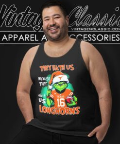 Grinch They Hate Us Because They Aint Us Texas Longhorns Custom Number Christmas Tank Top Racerback