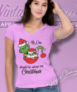 Grinch Yoda Alone One Shirt Grinch Christmas V Neck TShirt