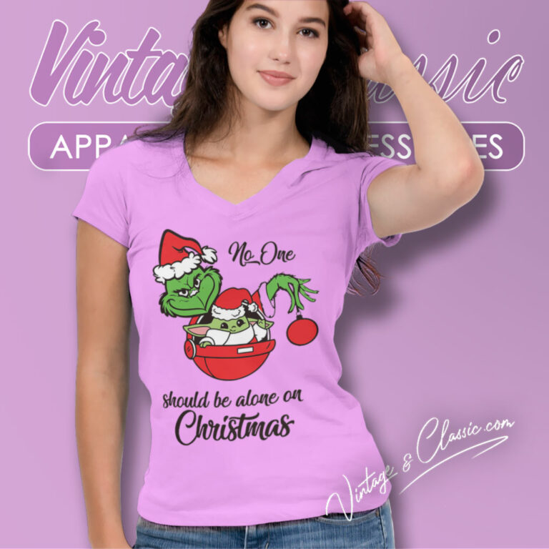 Grinch Yoda Alone One Shirt Grinch Christmas V Neck TShirt Grinch Yoda Alone One Shirt Grinch Christmas V Neck TShirt