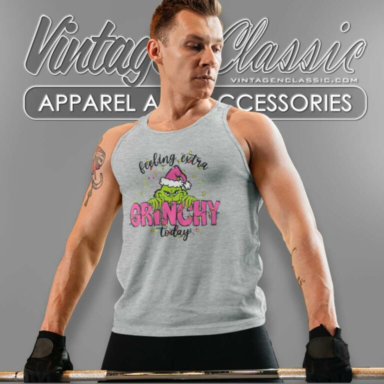 Grinchy Today Christmas Feeling Extra Pink Tank Top Racerback Grinchy Today Christmas Feeling Extra Pink Tank Top Racerback